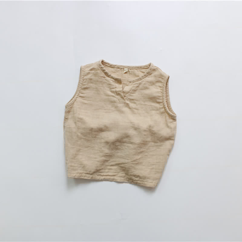 Toddler Retro Solid Color V Neck Tank Top