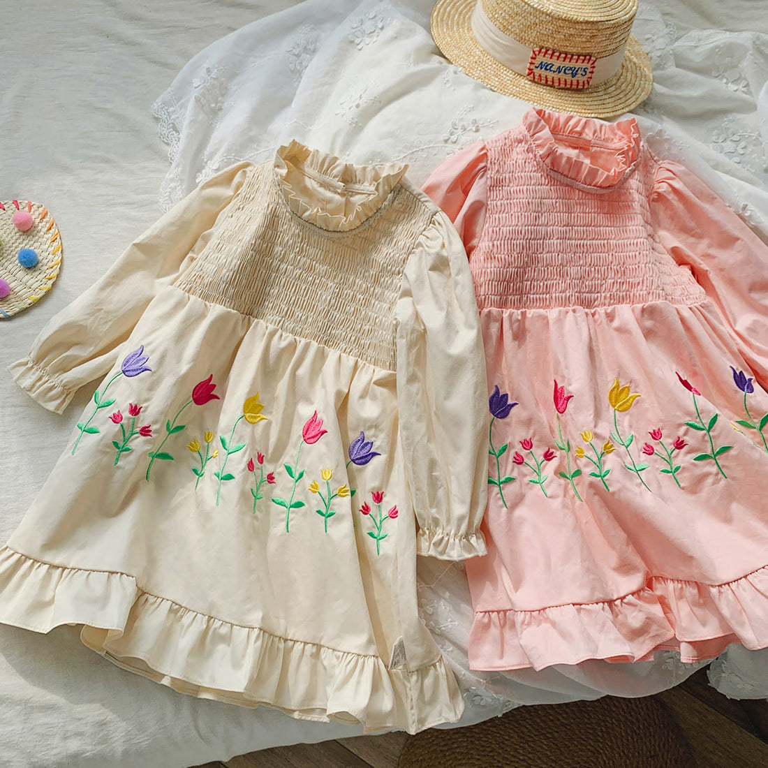 Toddler Girl Embroidered Tulip Princess Dress
