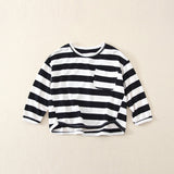 Toddler Round Neck Pocket Striped Casual Sweatshirt