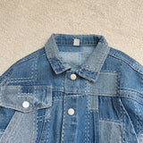 Toddler Denim Lapels Button Blue Loose Coat