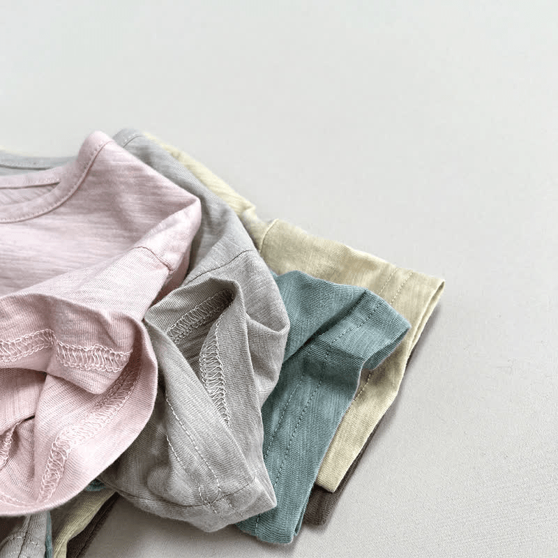 Toddler Solid Color Crew Neck Casual Tee