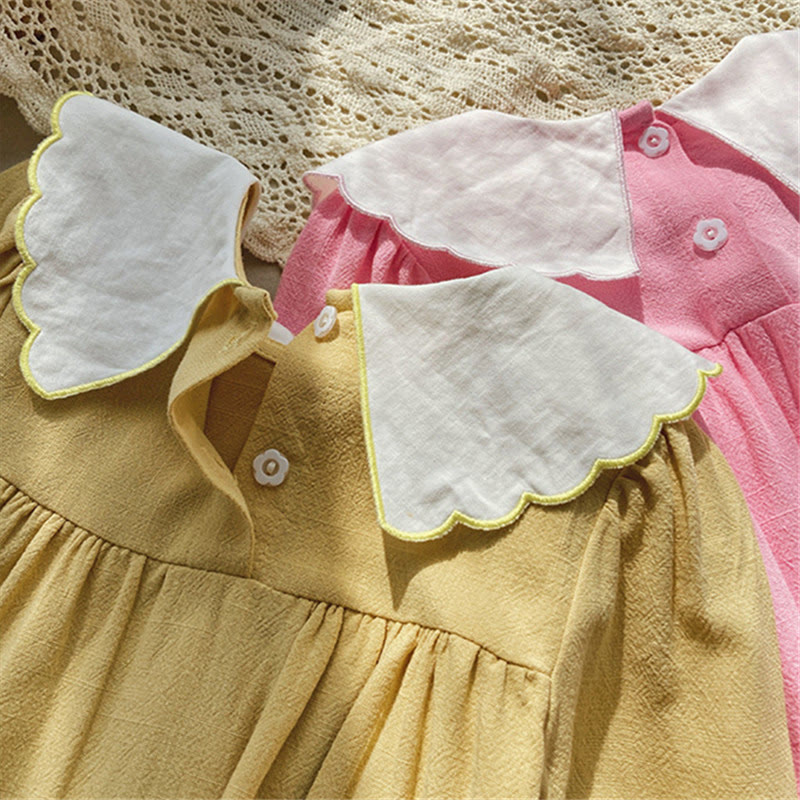Toddler Girl Embroidered Flower Bow Dress