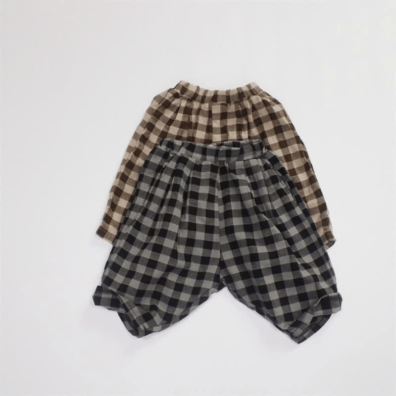 Toddler Boy Retro Plaid Linen Capri Pants