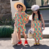 Toddler Color Block Striped Lapel Set Dress