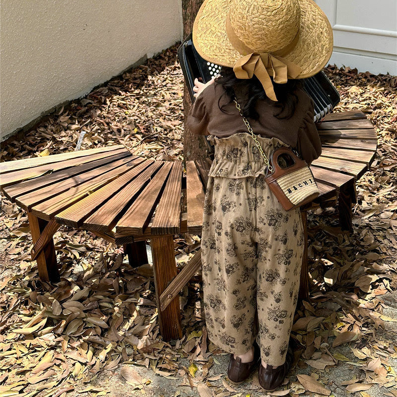Toddler Girl Brown Flower 2 Pieces Set