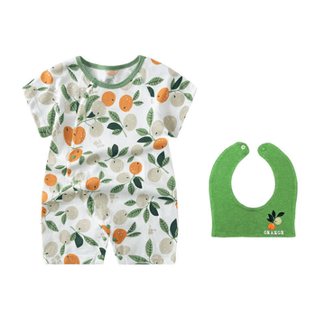ORANGE Baby Crew Neck Romper with Bib