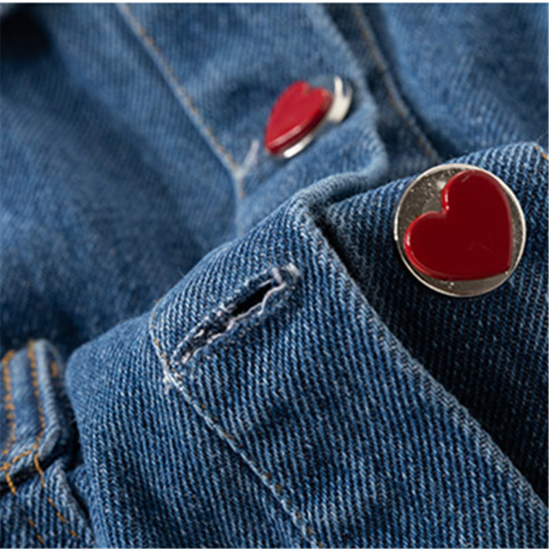 Toddler Girl Denim Heart Collar Blouse