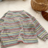 Toddler Colorful Striped Pocket Waffle Sweatshirt
