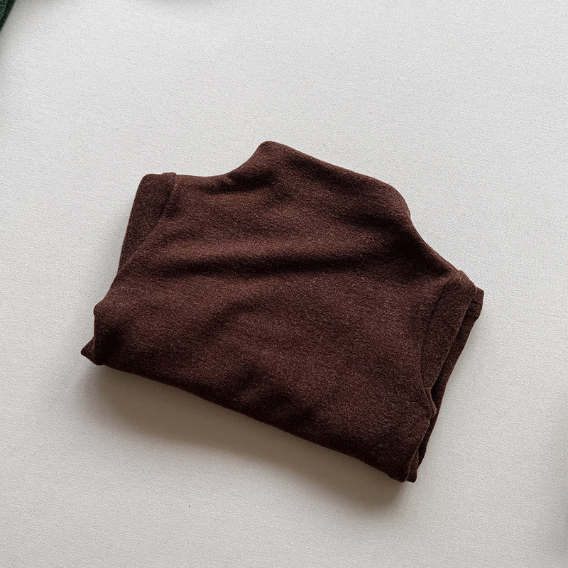 Toddler High Collar Solid Color Warm T-shirt