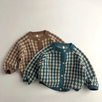 Toddler Check Button Design Sweater