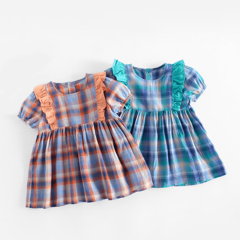Toddler Girl Plaid Ruffled Collar Dress