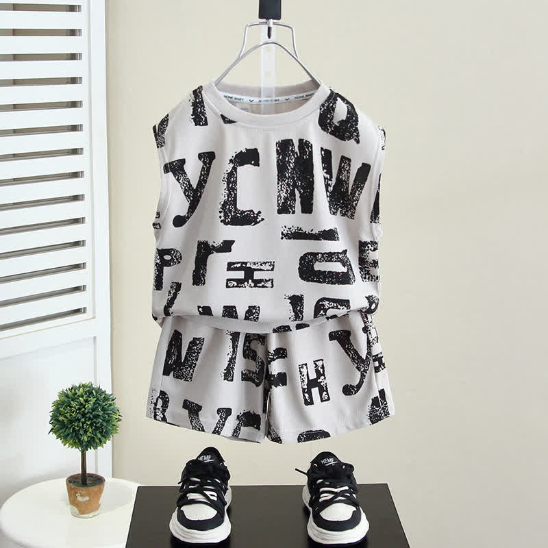 Toddler Boy Letters Tank Top and Shorts Set