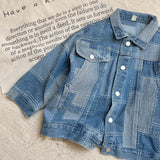Toddler Denim Lapels Button Blue Loose Coat