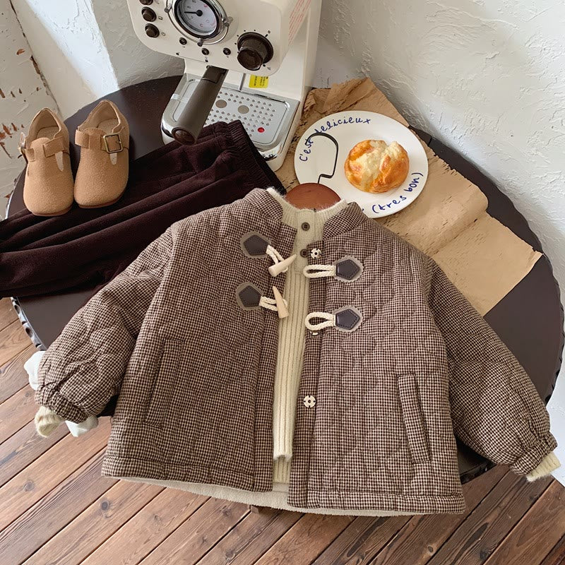 Toddler Loose Quilted Plaid Warm Coat