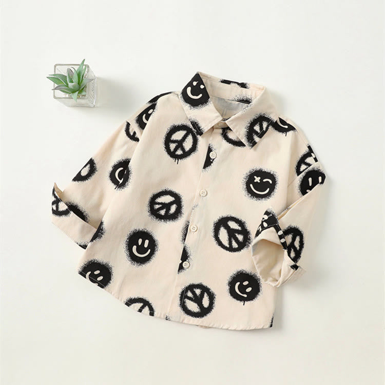 Toddler Boy Beige Smile Lapels Shirt