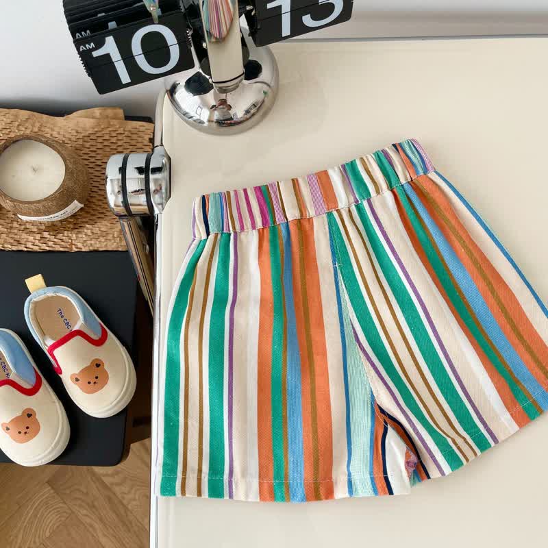 Baby Toddler Rainbow Striped Casual Shorts