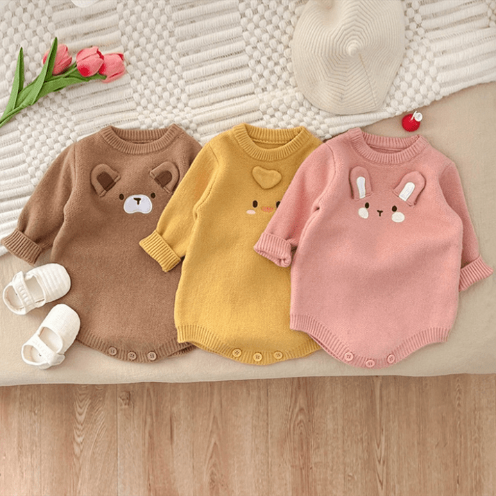 Baby Knitted Animal 3D Ears Bodysuit