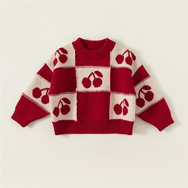 Toddler Red Cherry Knitted Sweater