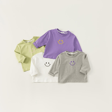 Toddler Smiley Face Crew Neck Casual Shirt