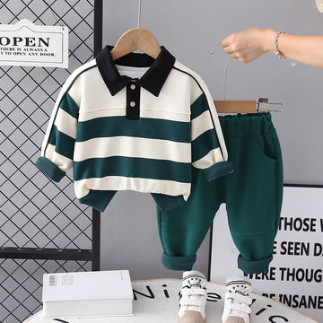 Toddler Wide Striped Lapels 2 Pieces Set
