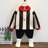 Toddler Boy Vertical Stripe Design Knitted Sweater
