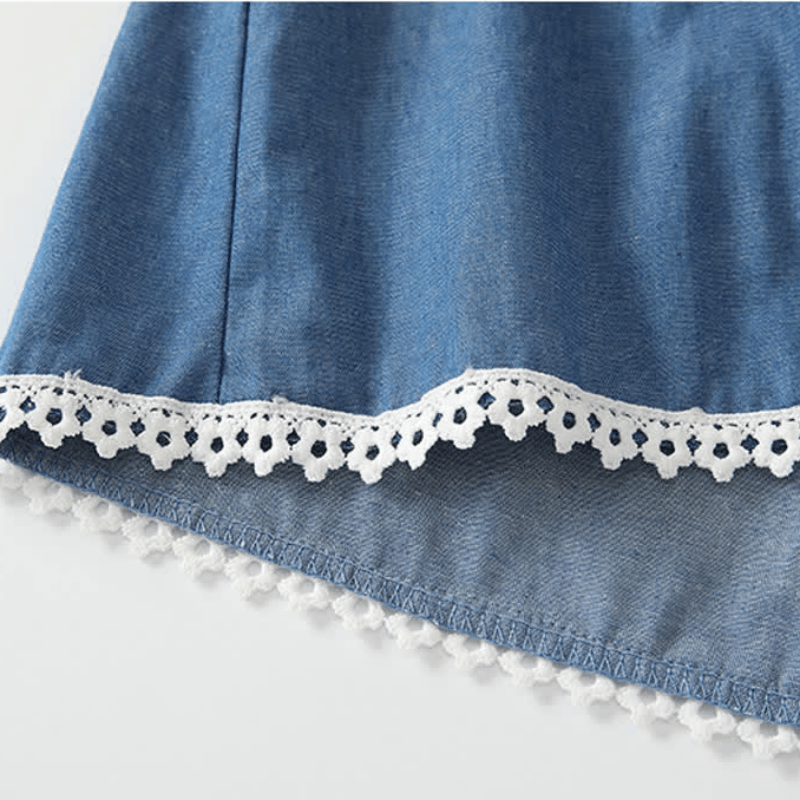 Baby Toddler Lace Collar Denim Dress