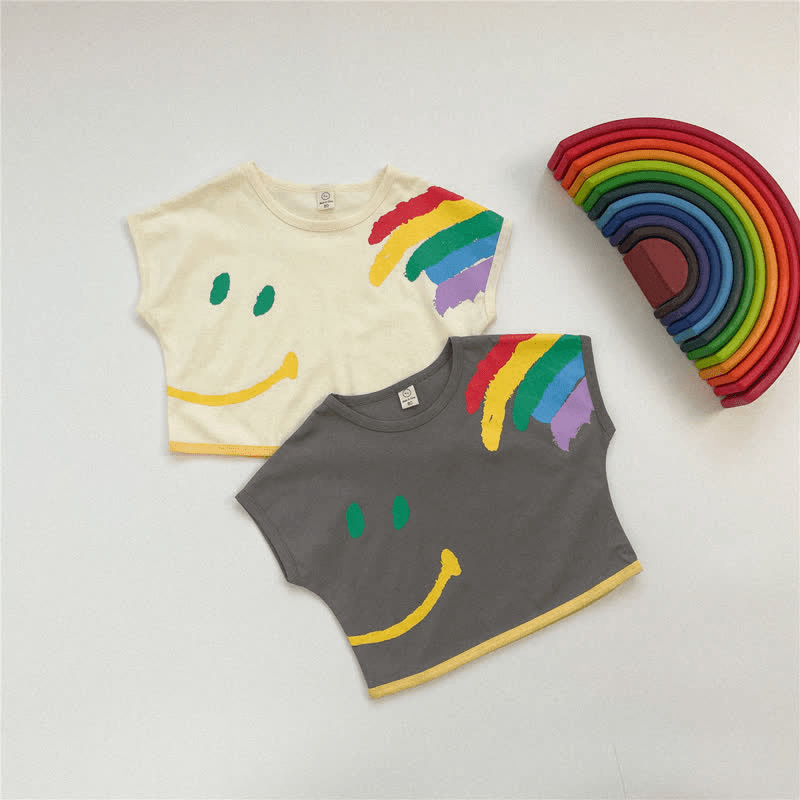 Toddler Smiley Colorful Striped Loose Tee