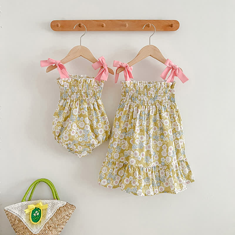 Baby Flowers Vintage Camisole Bodysuit with Sister Dress