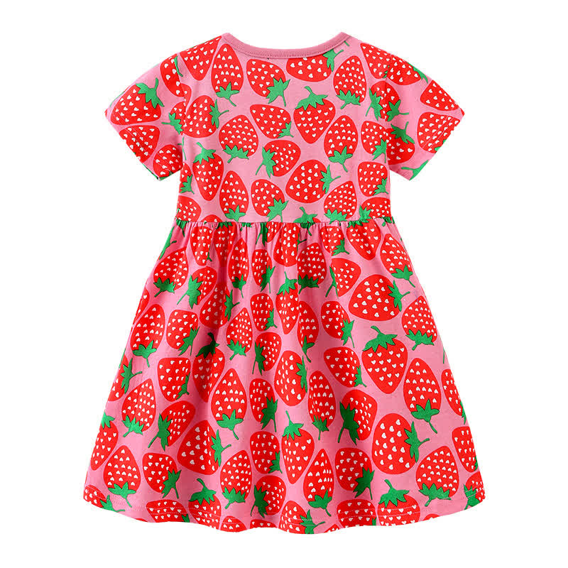 Toddler Girl Strawberry Cew Neck Dress