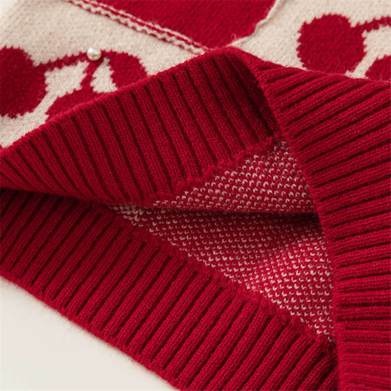 Toddler Red Cherry Knitted Sweater