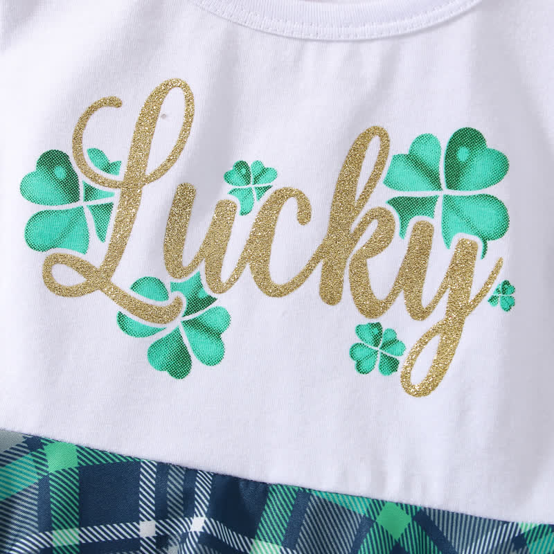 LUCKY Toddler Girl Clover Splice Plaid Dress