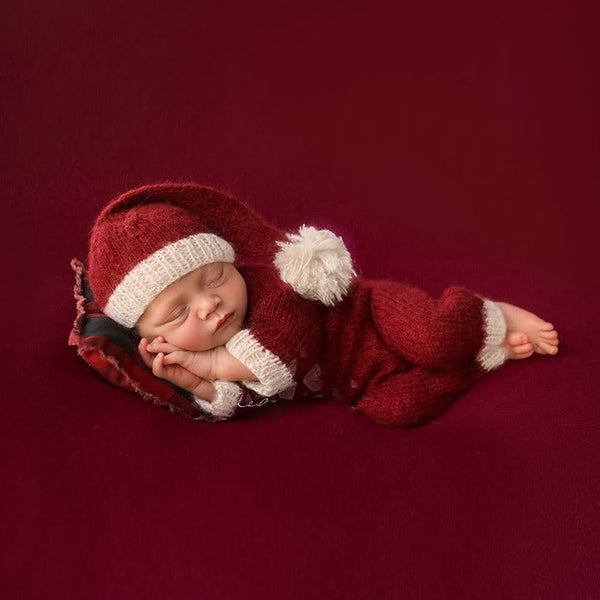 Newborn Photography Knit Romper with Hat