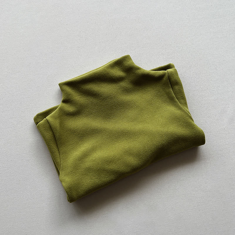 Toddler High Collar Solid Color Warm T-shirt