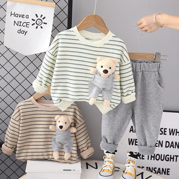 Toddler Bear Striped Sweatshirt and Pants Set