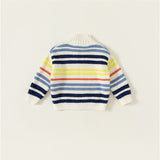 Toddler Colorful Striped Zipper Knitted Fleece Coat