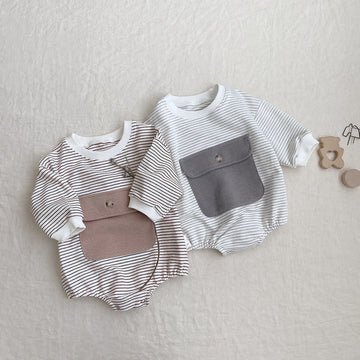 Baby Striped Big Pocket Bodysuit