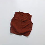 Toddler Retro Solid Color V Neck Tank Top