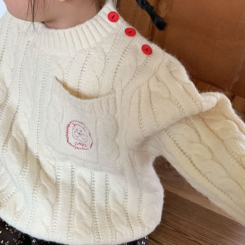 Toddler Bear Twist Knitted Button Sweater