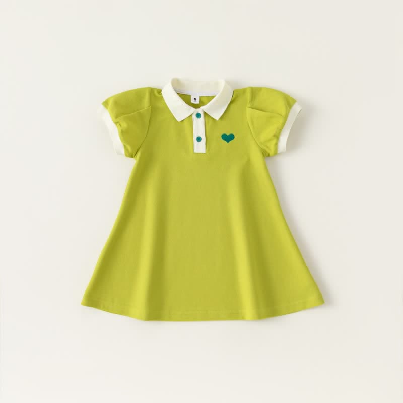 Toddler Girl Embroidered Heart Polo Dress
