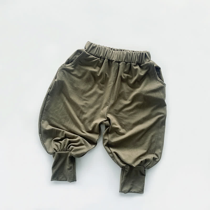 Toddler Boy Retro Solid Color Loose Pants