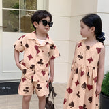 Toddler Poker Dress Lapel Collar Set