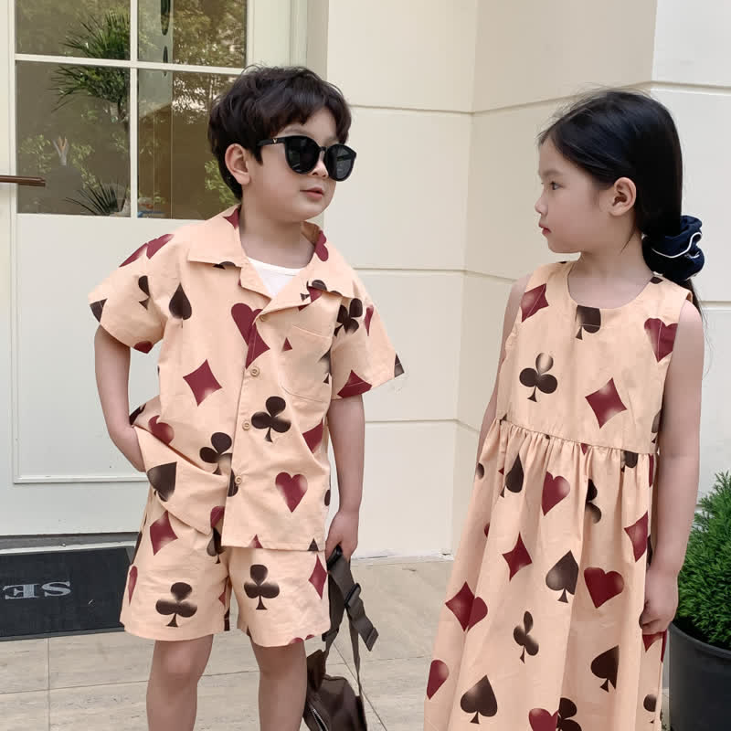 Toddler Poker Dress Lapel Collar Set