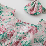 Baby Toddler Sister Match Flower Bodysuit Dress