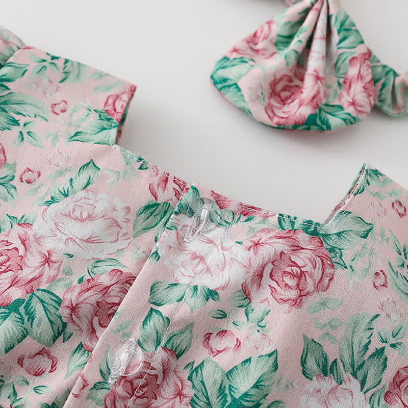 Baby Toddler Sister Match Flower Bodysuit Dress
