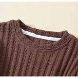 Toddler Ribbed Solid Color Ripped Sweatshirt