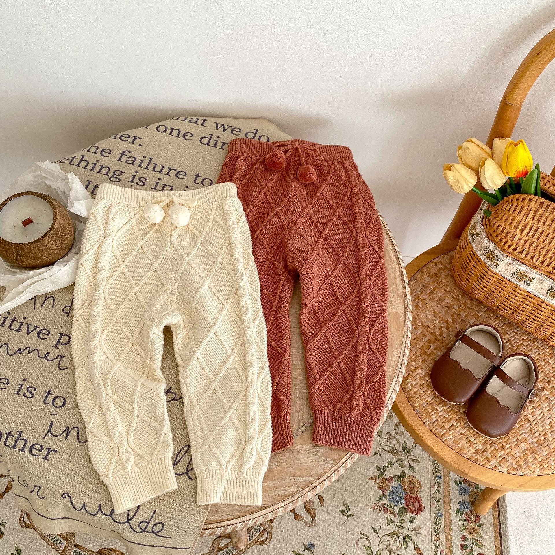 Baby Diamond Solid Color Knitted Pants