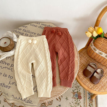Baby Diamond Solid Color Knitted Pants