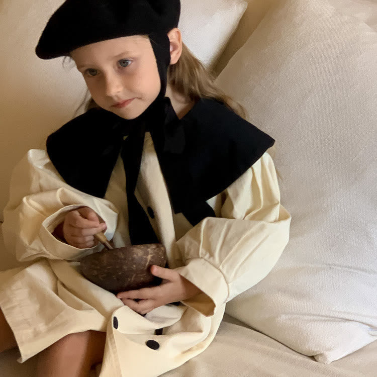 Toddler Girl Collar Preppy Style Mid-length Coat
