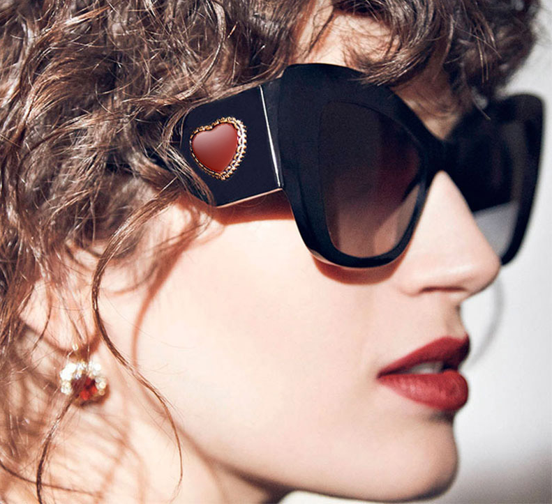 Vintage Heart Decor Thick Resin Frame Gradient Cat Eye Sunglasses