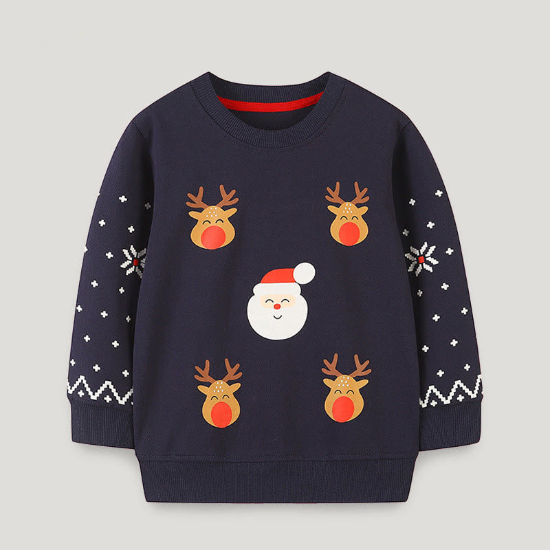 Toddler Cartoon Elk Santa Claus Snow Sweatshirt